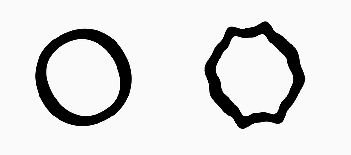 应用着色器之前和之后的 WonkyChar 小部件。